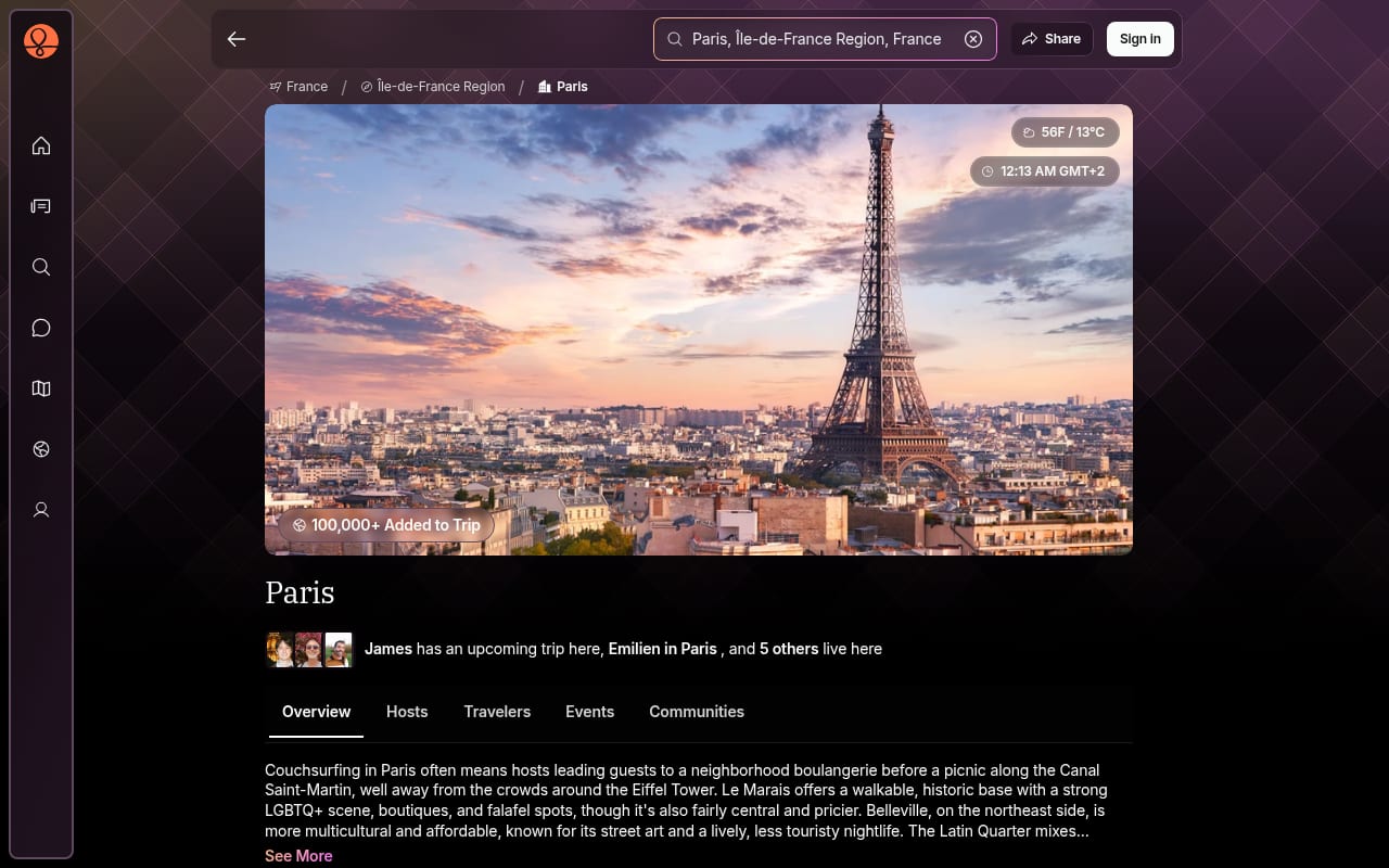 Capture d’écran de Couchsurfing (3 sur 4)