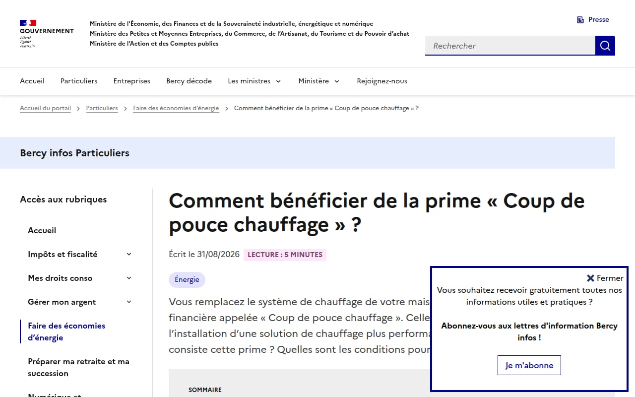 Capture d’écran de Coup de pouce chauffage (1 sur 4)