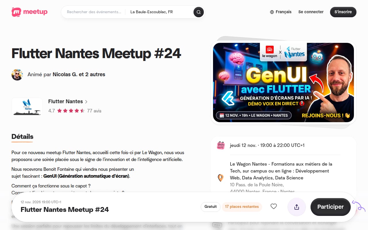 Capture d’écran de Meetup (4 sur 4)