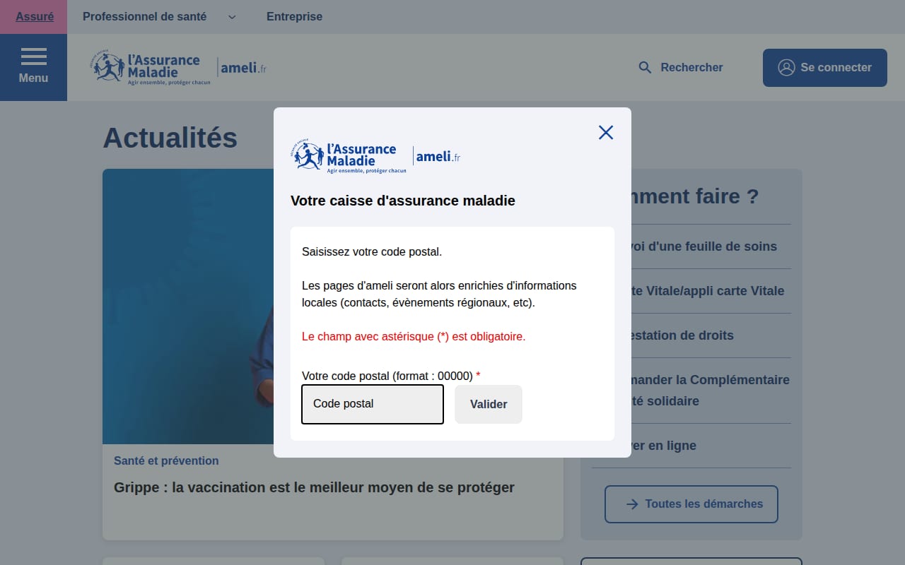 Capture d’écran de Mon bilan prévention (1 sur 4)