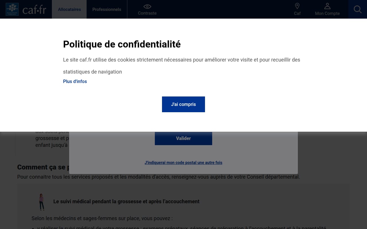 Capture d’écran de PMI (protection maternelle et infantile) (1 sur 2)