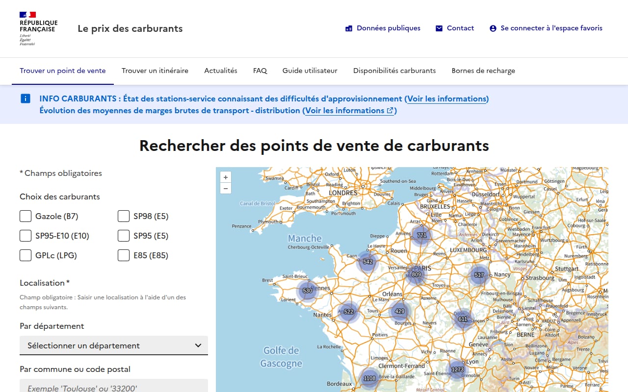 Capture d’écran de Prix des carburants (gouv.fr) (1 sur 4)