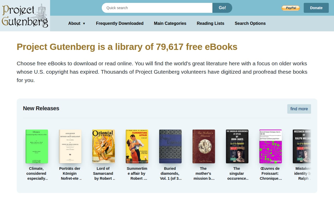 Capture d’écran de Projet Gutenberg (1 sur 4)