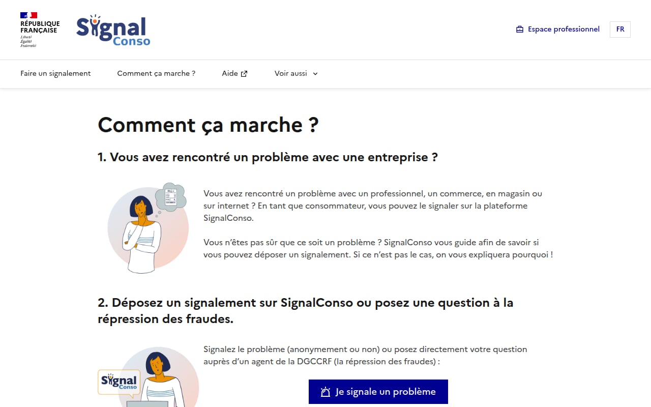 Capture d’écran de SignalConso (2 sur 4)
