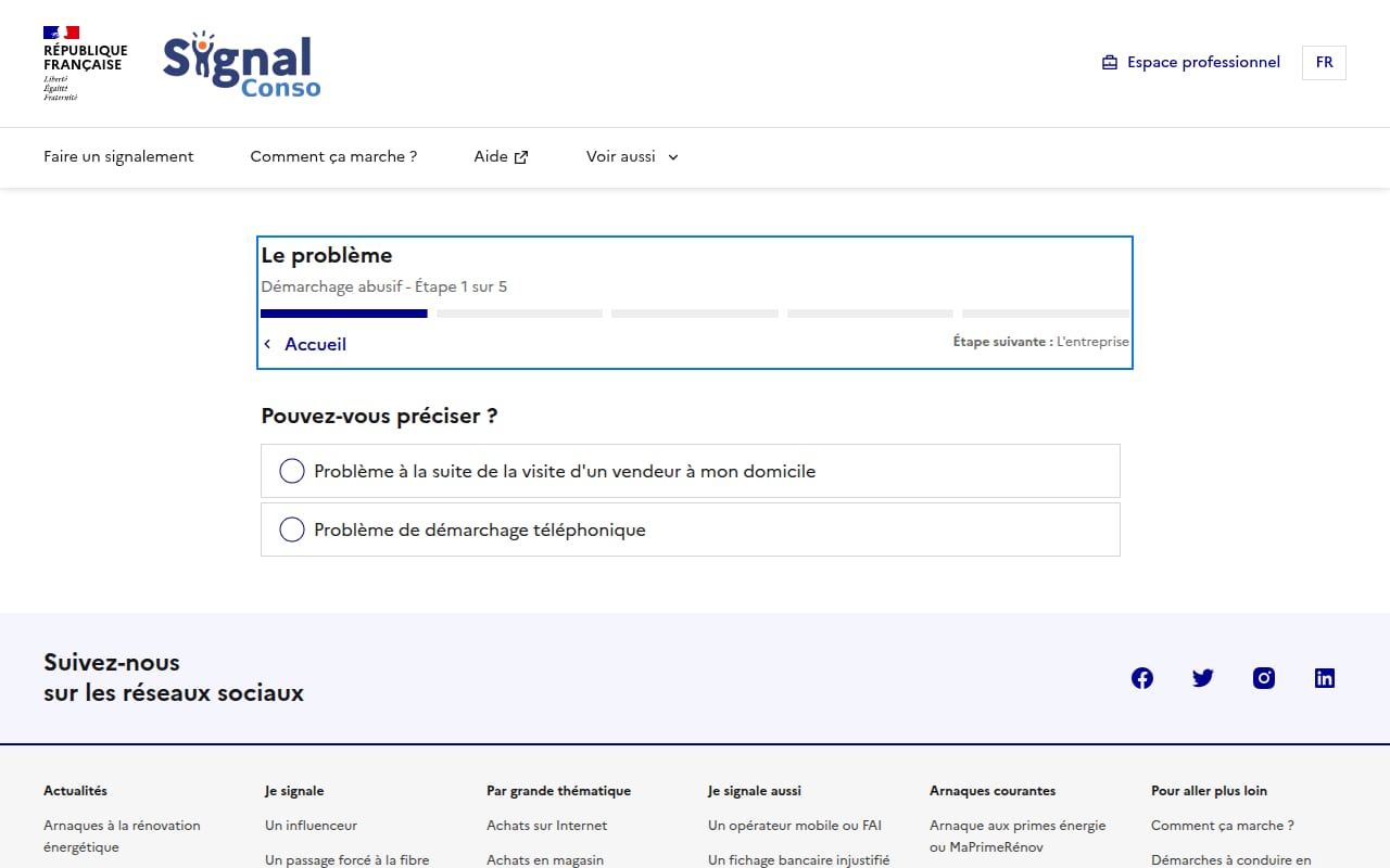 Capture d’écran de SignalConso (3 sur 4)